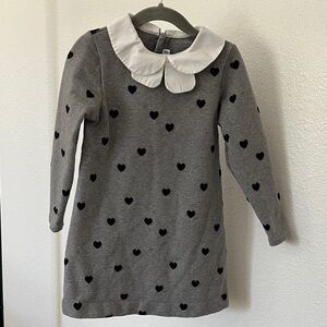 Jacadi Gray Dress with Navy Blue Hearts
